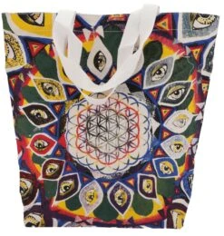 Mirror Shopper Tasche, Einkaufstasche, Strandtasche - Flower Of Life - 48x45x13 Cm
