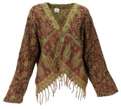Bolero Jacke, Legeres Boho Jäckchen - Bordeaux/lemon