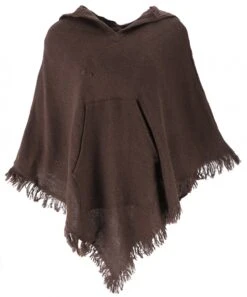 Poncho Hippie Chic Mit Zipfelkapuze, Pixi Poncho - Braun