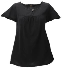 Boho Bluse, Blusenshirt, Sommerbluse - Schwarz