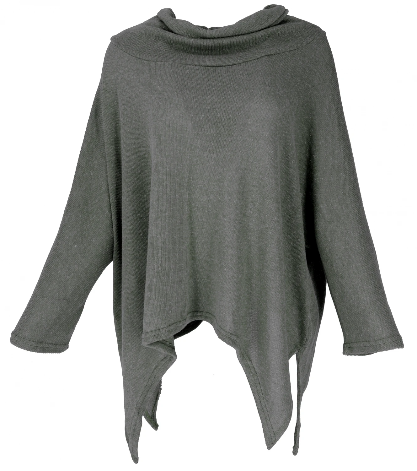 Oversize Pullover Mit Rollkragen, Feinstrick Pixi Poncho-Pulli - Granitgrau 3 Oversize Pullover Mit Rollkragen, Feinstrick Pixi Poncho-Pulli - Granitgrau