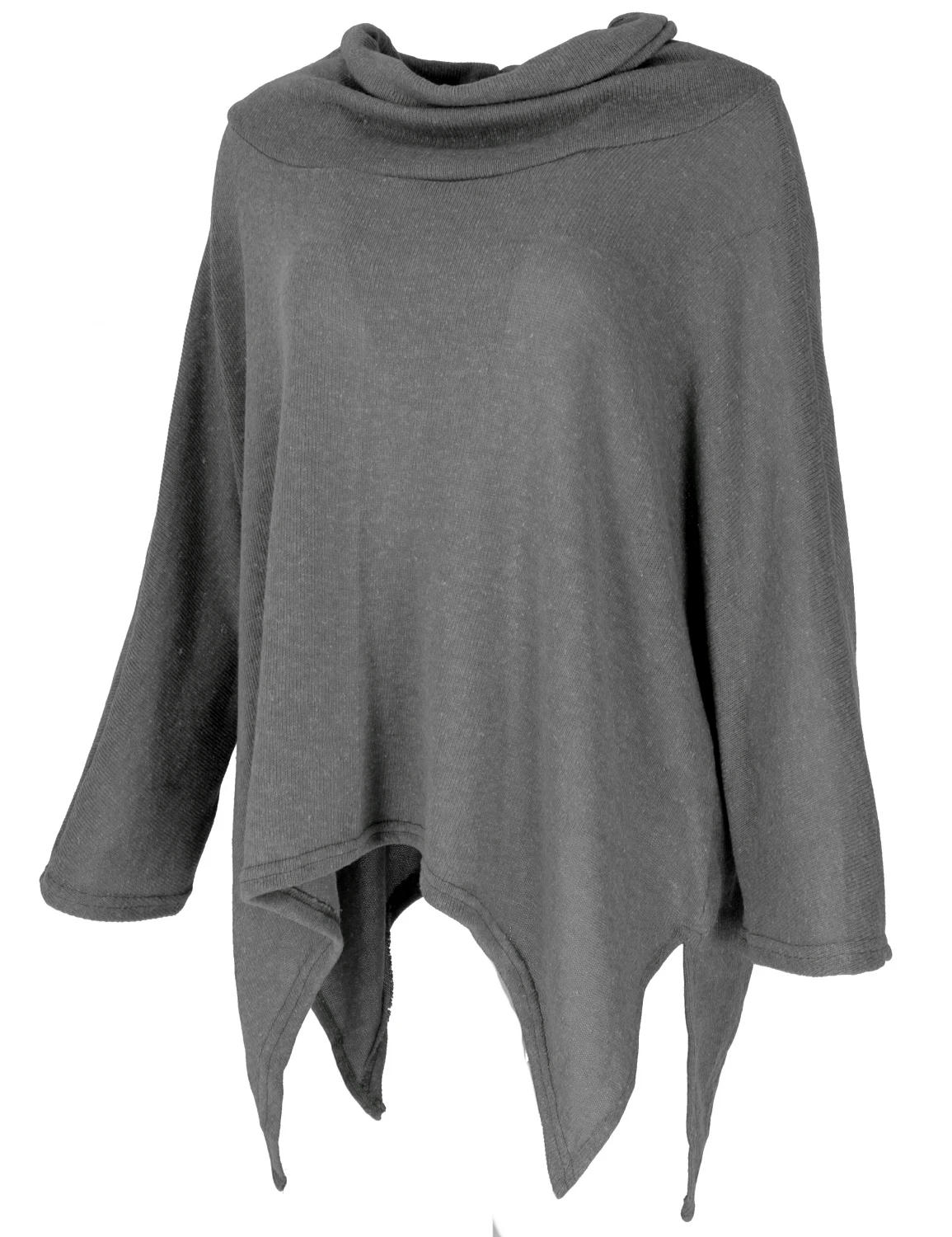 Oversize Pullover Mit Rollkragen, Feinstrick Pixi Poncho-Pulli - Granitgrau 4 Oversize Pullover Mit Rollkragen, Feinstrick Pixi Poncho-Pulli - Granitgrau – Bild 2