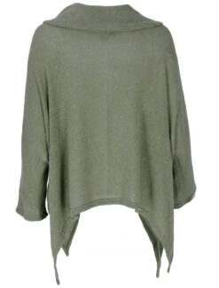 Oversize Pullover Mit Rollkragen, Feinstrick Pixi Poncho-Pulli - Khaki -Modebekleidungsgeschäft f 19 09 9 ahosen 24