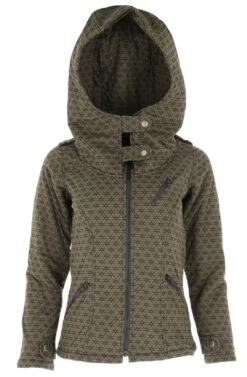 Goa Festival Jacke "Flower Of Life", Jacke Mit Weiter Kapuze - Olivegrün