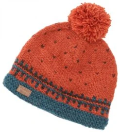 Wollmütze, Strickmütze Aus Schurwollle, Bommelmütze, Pudelmütze - Rostorange -Modebekleidungsgeschäft f 19 09 9 awolle 2019 142