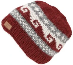 Beanie Mütze, Strickmütze Mit Mäandermuster Aus Nepal, Wintermütze - Rot -Modebekleidungsgeschäft f 19 09 9 awolle 2019 164