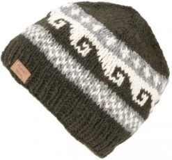 Beanie Mütze, Strickmütze Mit Mäandermuster Aus Nepal, Wintermütze - Dunkelgrün -Modebekleidungsgeschäft f 19 09 9 awolle 2019 165