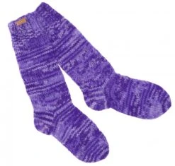Handgestrickte Schafwollsocken, Haussocken, Nepal Socken - Lila