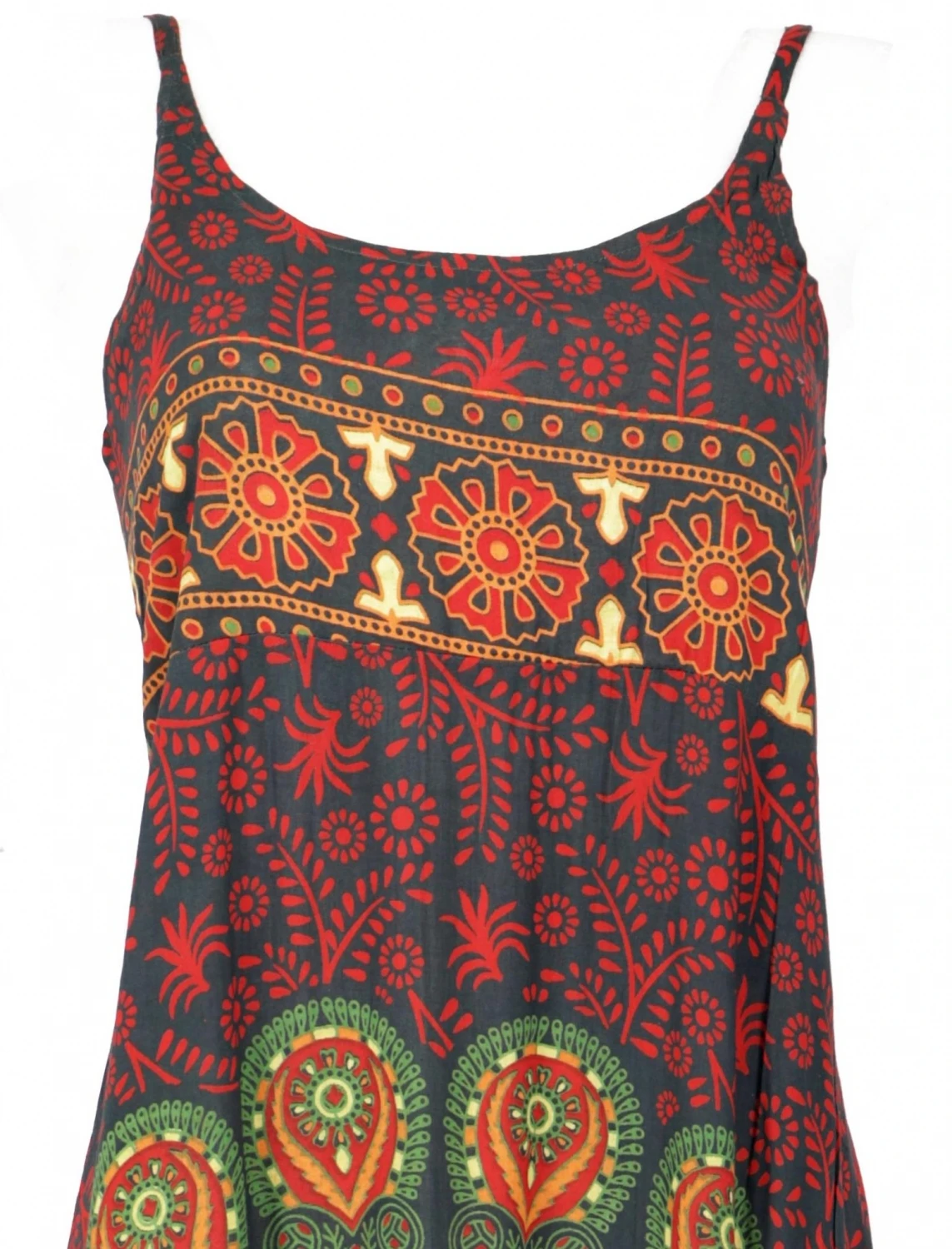 Sommerkleid, Boho Maxikleid Mit Schlitz - Bunt/Mandala 5 Sommerkleid, Boho Maxikleid Mit Schlitz - Bunt/Mandala – Bild 3