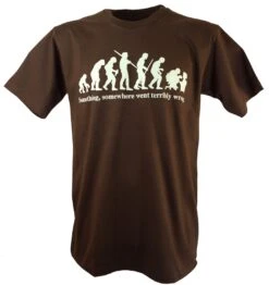 Fun Retro Art T-Shirt `Evolution` - Braun