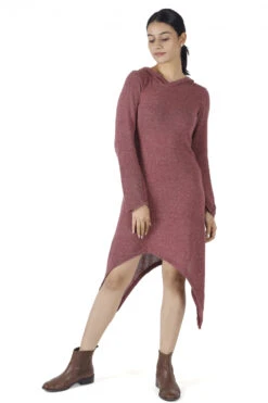 Pixikleid Mit Kapuze, Feinstrick Elfen Pullover - Altrosa -Modebekleidungsgeschäft h 01 22 1 ago0577