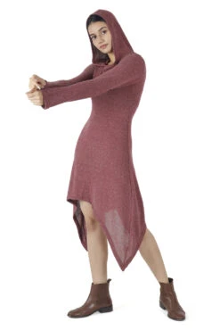 Pixikleid Mit Kapuze, Feinstrick Elfen Pullover - Altrosa -Modebekleidungsgeschäft h 01 22 1 ago0578