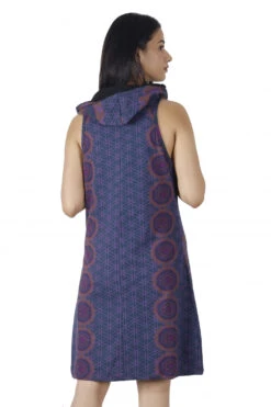 Kapuzen Buddha Mandala Minikleid, Goa Festivalkleid - Rost/violett -Modebekleidungsgeschäft h 12 21 1 ago0288