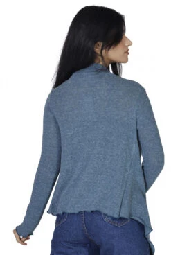 Wickelshirt, Baumwollstrick Pullover, Wickeljacke - Taubenblau -Modebekleidungsgeschäft h 12 21 ago0034