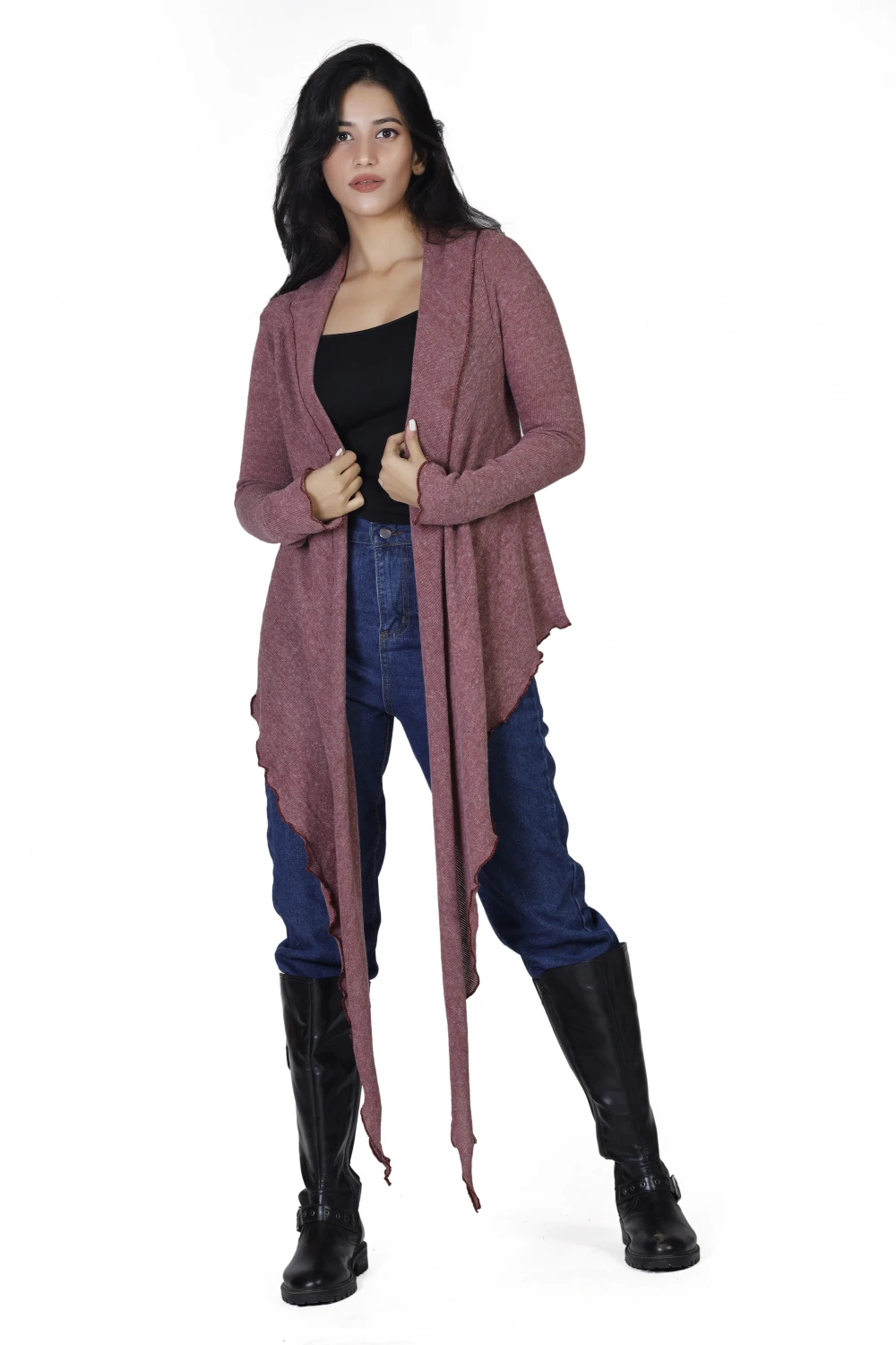 Wickelshirt, Baumwollstrick Pullover, Wickeljacke - Altrosa 8 Wickelshirt, Baumwollstrick Pullover, Wickeljacke - Altrosa – Bild 6