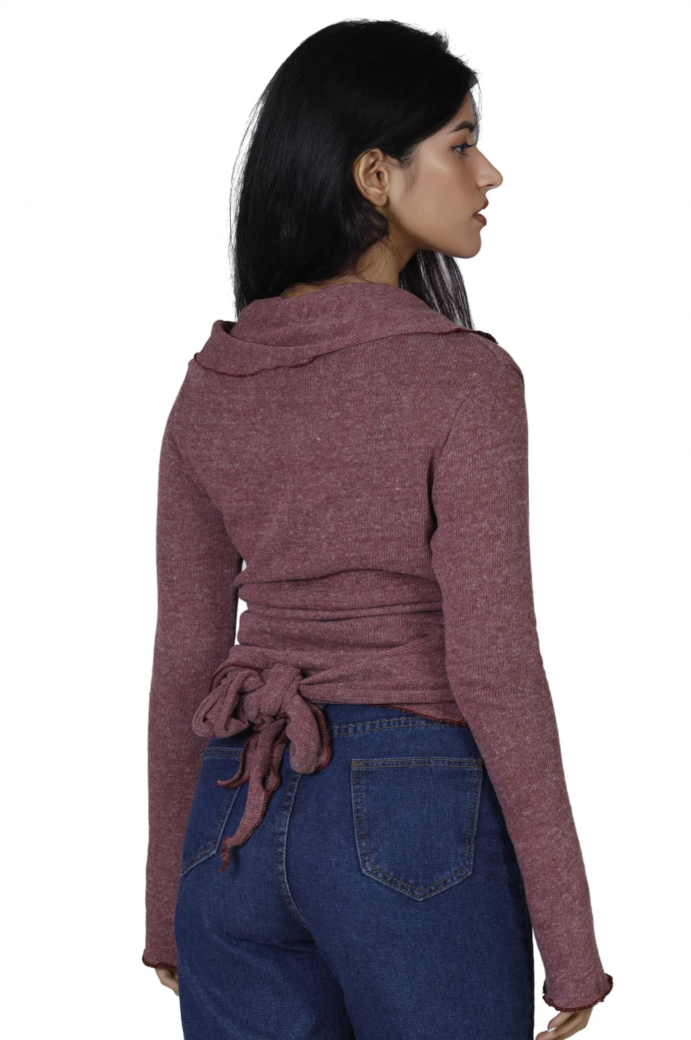 Wickelshirt, Baumwollstrick Pullover, Wickeljacke - Altrosa 9 Wickelshirt, Baumwollstrick Pullover, Wickeljacke - Altrosa – Bild 7