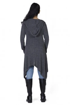 Lange Strickjacke, Strickmantel Mit Weiter Kapuze - Granitgrau -Modebekleidungsgeschäft h 12 21 ago0824