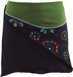 Minirock Boho Chic, Wickelrock, Damen Rock, Cacheur - Olive