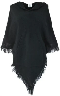 Poncho Hippie Chic Mit Zipfelkapuze, Pixi Poncho - Schwarz
