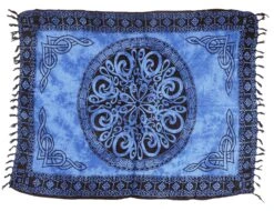 Bali Sarong, Wandbehang, Wickelrock, Sarongkleid - Celtic Jeansblau - 160x100 Cm