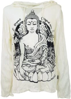 Sure Langarmshirt, Kapuzenshirt Meditation Buddha - Weiß