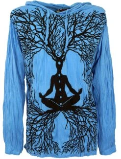 Sure Langarmshirt, Kapuzenshirt Meditation Chakra Buddha - Hellblau