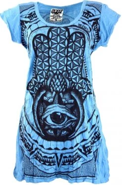 Sure Long Shirt, Minikleid Fatimas Hand - Hellblau