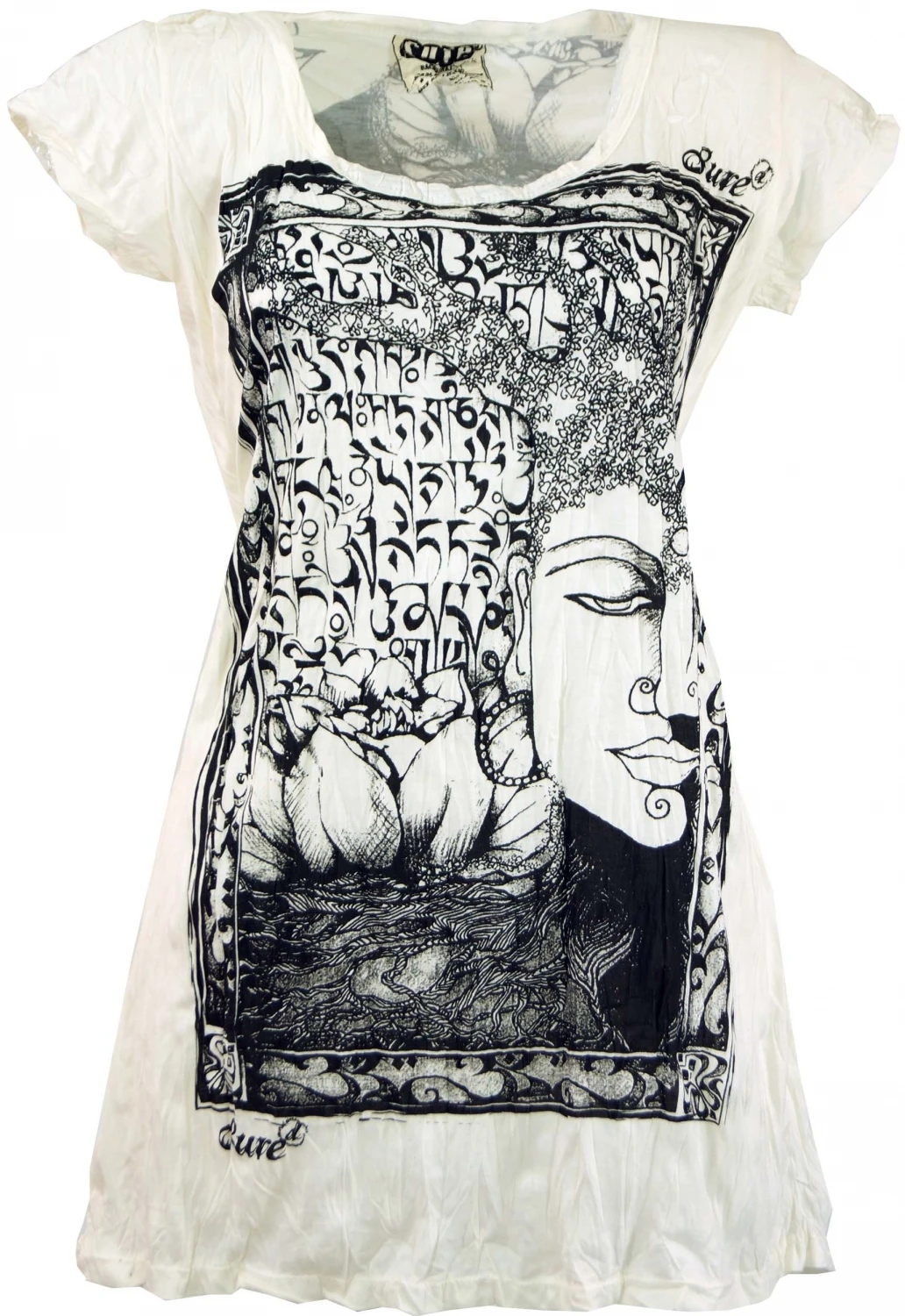 Sure Long Shirt, Minikleid Mantra Buddha - Weiß 3 Sure Long Shirt, Minikleid Mantra Buddha - Weiß