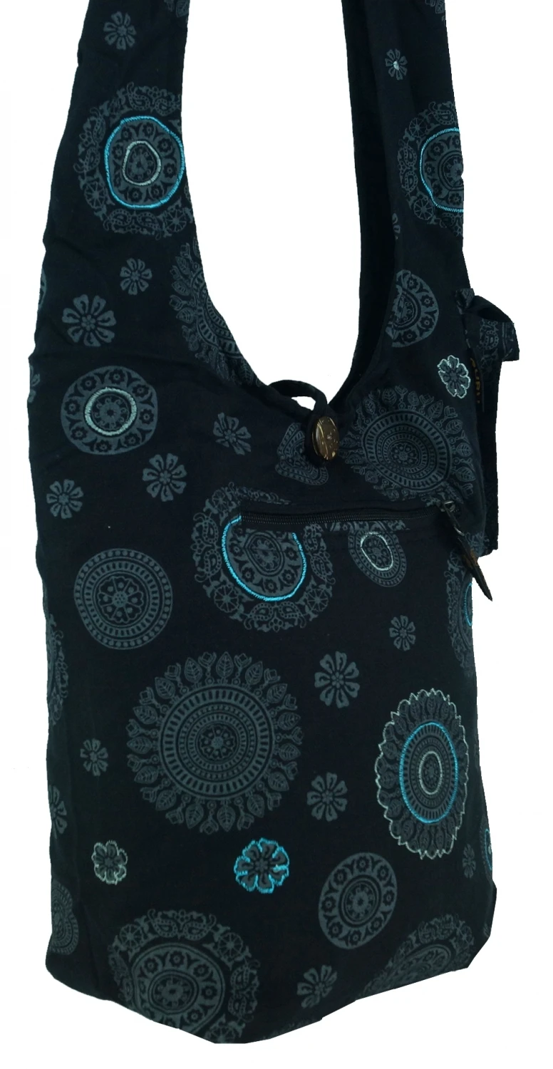 Sadhu Bag, Goa Tasche, Schulterbeutel - Schwarz - 35x35x15 Cm 5 Sadhu Bag, Goa Tasche, Schulterbeutel - Schwarz - 35x35x15 Cm – Bild 3