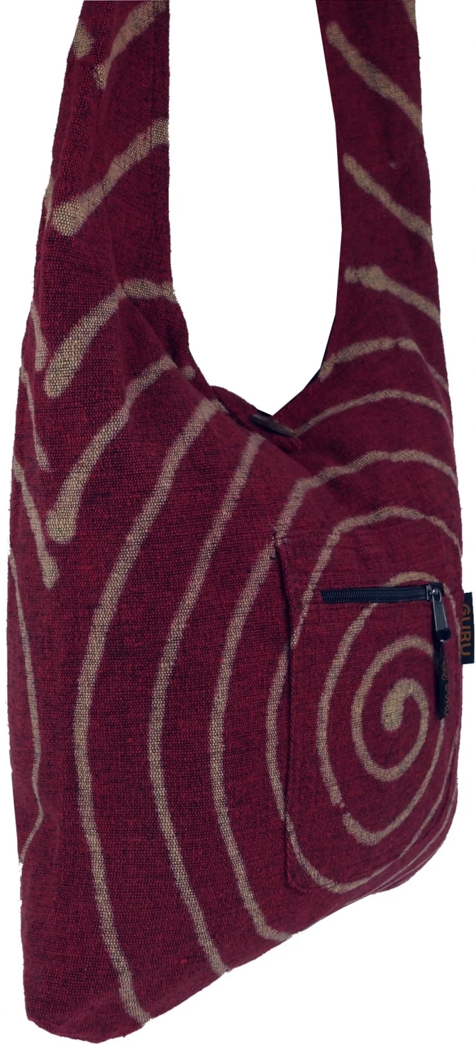 Sadhu Bag Mit Batik - Spirale; Große Boho Schultertasche, Schulterbeutel - Rot - 35x40x10 Cm 5 Sadhu Bag Mit Batik - Spirale; Große Boho Schultertasche, Schulterbeutel - Rot - 35x40x10 Cm – Bild 3