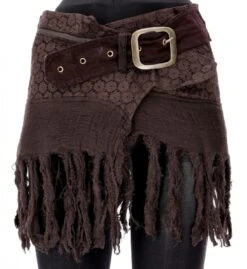 Goa Minirock, Wickelrock, Tribal Cacheur, Hüftschmeichler, Fransenrock - Braun -Modebekleidungsgeschäft t 20 04 avillage trader 2021 11