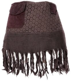 Goa Minirock, Wickelrock, Tribal Cacheur, Hüftschmeichler, Fransenrock - Braun -Modebekleidungsgeschäft t 20 04 avillage trader 2021 14