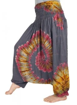 Batik Afghani Hose, Haremshose, Pluderhose, Aladinhose, Batikhose - Taubengrau