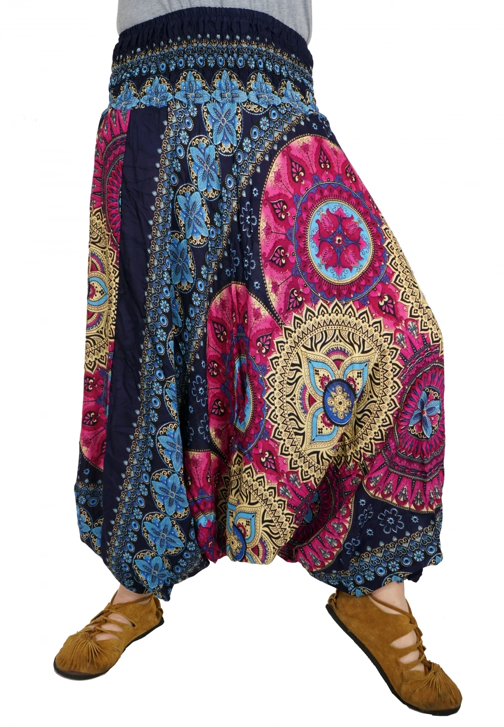 Afghani Hose, Overall, Jumpsuit, Haremshose, Pluderhose, Pumphose, Aladinhose - Dunkelblau/pink 4 Afghani Hose, Overall, Jumpsuit, Haremshose, Pluderhose, Pumphose, Aladinhose - Dunkelblau/pink – Bild 2