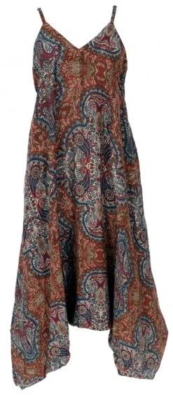 Boho Jumpsuit, Sommer Pluderhose Overall, Aladin Hosenkleid - Rostbraun