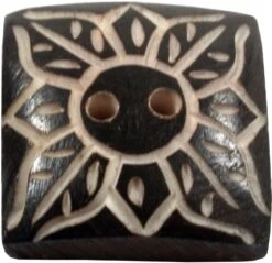 Tibet Knopf Aus Horn, Knopf Blüte - 16 - 2x2 Cm