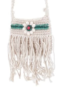 Makramee Umhängetasche, Schultertasche Mit Perlen &amp; Muscheln - Modell 3 - 17x21 Cm -Modebekleidungsgeschäft tisy 18 bali taschen und bekleidung 30