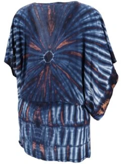 Batiktunika Mit Gürtelband, Maxitunika, Strandkleid, Übergröße - Blau/beige -Modebekleidungsgeschäft tisy 18 bali taschen und bekleidung 67