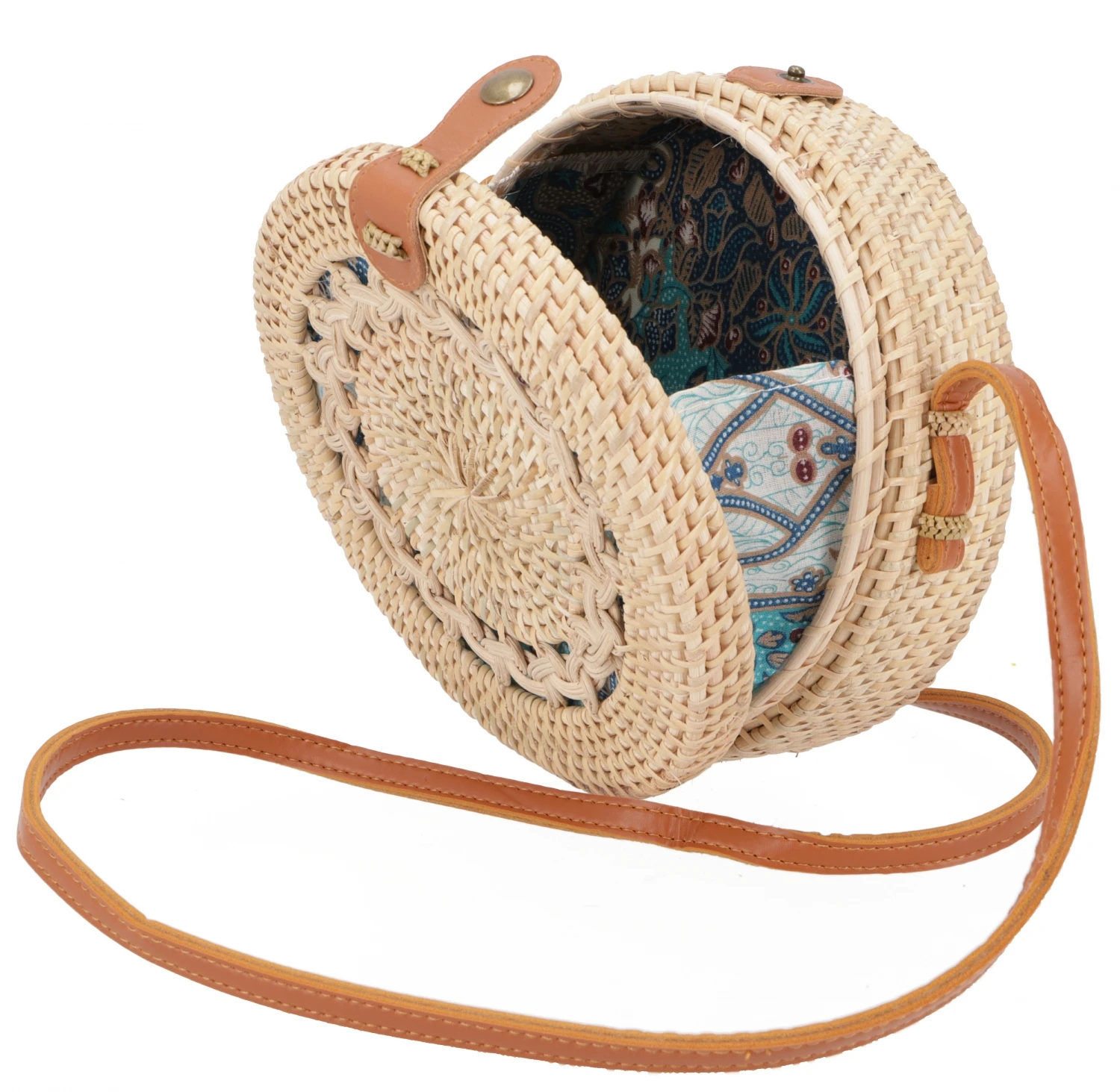 Geflochtene Handtasche, Korbtasche, Rattantasche, Balitasche Rund - Modell 3 - 20x20x7 Cm Ø20 Cm 7 Geflochtene Handtasche, Korbtasche, Rattantasche, Balitasche Rund - Modell 3 - 20x20x7 Cm Ø20 Cm – Bild 5