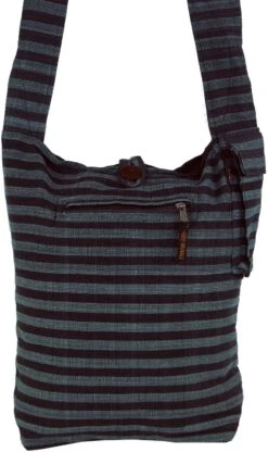Sadhu Bag Gestreift, Goa Tasche, Schulterbeutel - Grau/schwarz - 35x35x25 Cm -Modebekleidungsgeschäft tm 1 17 dsc06287