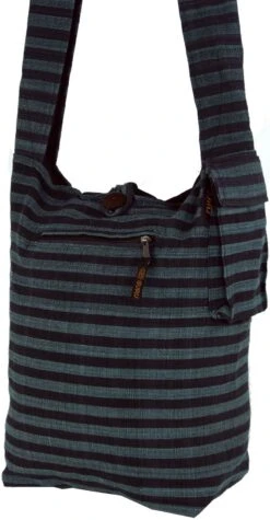 Sadhu Bag Gestreift, Goa Tasche, Schulterbeutel - Grau/schwarz - 35x35x25 Cm -Modebekleidungsgeschäft tm 1 17 dsc06289